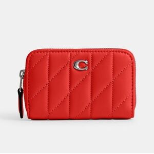 COACH Quilted Pillow Leather Small Zip Around Card Case